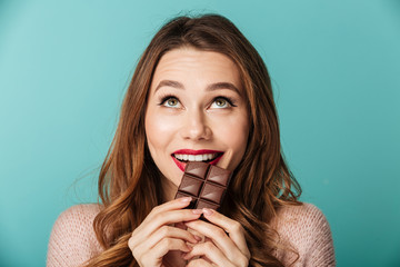 Canvas Print - Portrait of a delighted brown haired woman