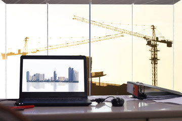 Wall Mural - computer laptop on table at office 