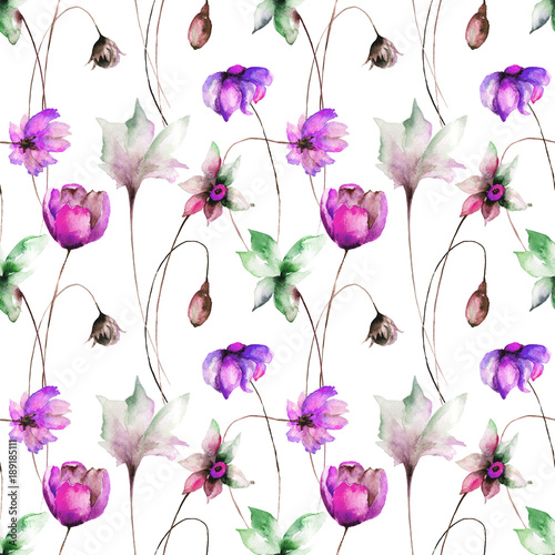 Seamless pattern with Original flowers