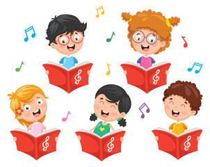 Vector Illustration Of Kids Choir