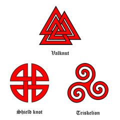 Wall Mural - Valknut, shield knot and triskelion