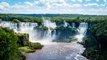 South American Waterfalls - Iguazu Falls Are Waterfalls Of The Argentine Province Of Misiones And The Brazilian State Of Parana. Together, They Make Up The Largest Waterfall System In The World