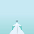 © jozefmicic - Business future and progress vector concept. Businessman walking forward on arrow. Symbol of success, motivation, ambition, challenge and achievement.