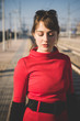 © Eugenio Marongiu - young beautiful red dressed vintage hipster woman