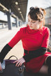 © Eugenio Marongiu - young beautiful red dressed vintage hipster woman