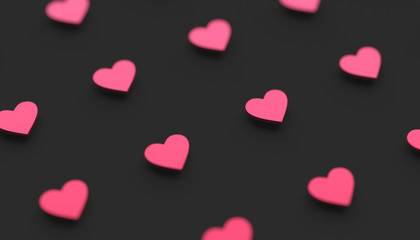 Poster - Abstract 3d rendering of heart shapes. Love symbol, modern Valentine's day background design for poster, cover, branding, banner