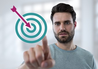 Poster - Hand pointing with business target and arrow icon