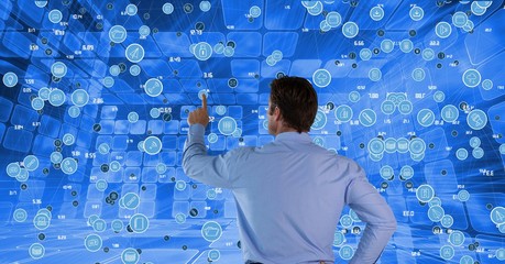 Poster - man clicking on icon connections