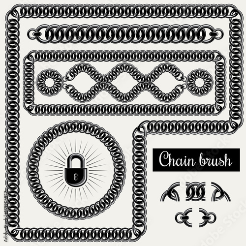 Vector Decorative Chain Design Elements And Brush For Illustrator