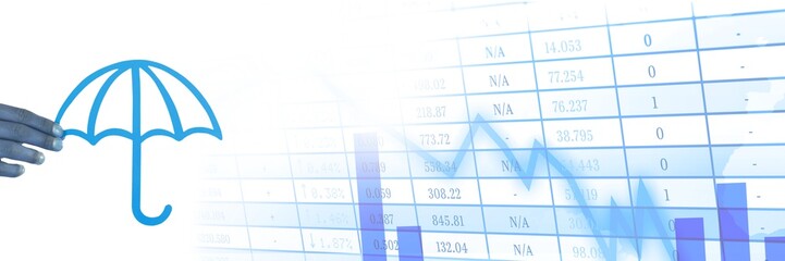 Poster - Paper Cut Out protective umbrella with statistics chart