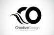 CO C O Creative Brush Black Letters Design With Swoosh