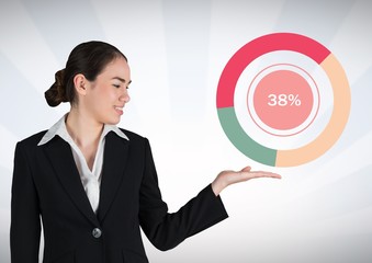 Poster - Businesswoman hand open with colorful chart statistics
