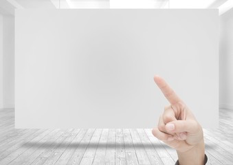 Poster - Hand pointing with white board