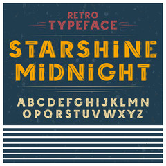 Fototapete - Vector illustration of a retro font, the Latin alphabet, uppercase, capital letters on textured background. Vintage typeface, sans-serif, for headlines, old posters, signboard, banners