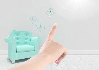 Poster - Hand pointing at wall in sitting room