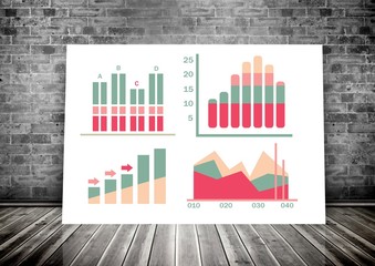 Poster - White board with colorful chart statistics