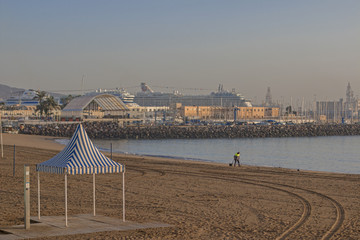 Canvas Print - Beach in winter. Background: cruises.