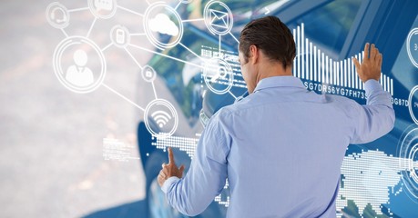 Poster - Man touching user icon interface