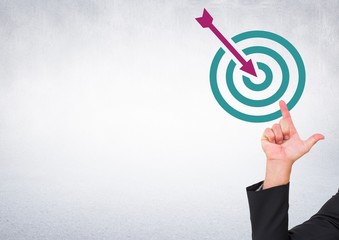 Poster - Hand pointing with business target and arrow icon
