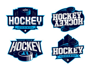 Modern professional hockey logo set for sport team