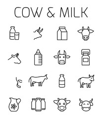 Sticker - Cow and milk related vector icon set. 