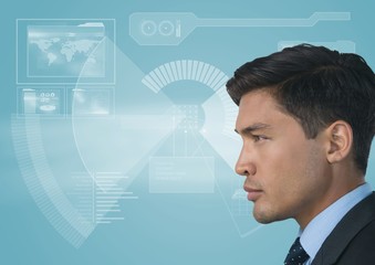 Canvas Print - Man looking at interface overlay