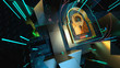 Abstract crypto cyber security technology on global network background. Digital theme. 3D illustration
