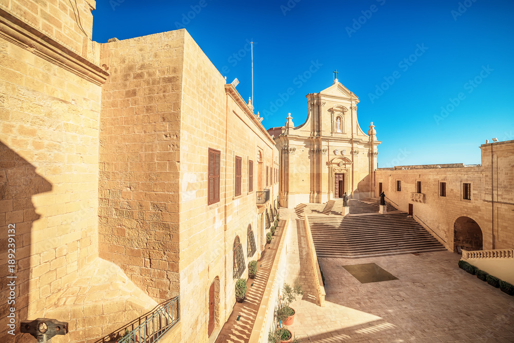 Victoria, Gozo island, Malta: Cathedral of the Assumption in the Cittadella, also known as Citadel, Castello - obrazy, fototapety, plakaty 