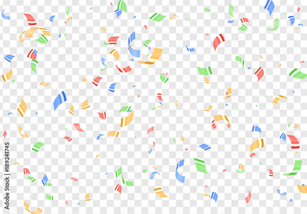 Falling shiny colorful confetti isolated on transparent background ...