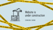 Website in under construction banner flat. Web page building process. Modern vector illustration.