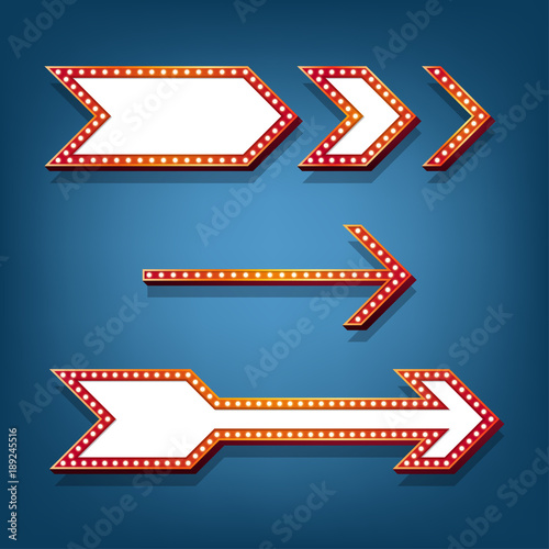 Arrow design of retro electric bulbs frame. Vector illustration