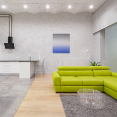 Wall Mural - Loft interior with mezzanine