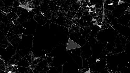 Poster - conglomeration of geometric shapes. cinematic plexus background. seamless loop.