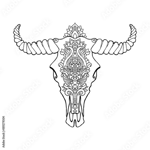 Download Mandala tattoo style dead cow head. Decorative ornament ...