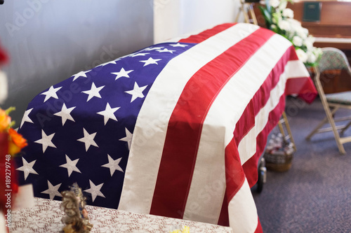 american flag on casket
