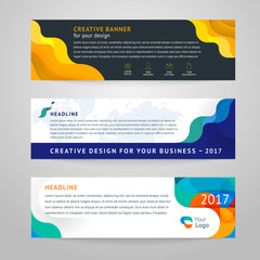 Wall Mural - Vector set of abstract design templates horizontal banner for web and print