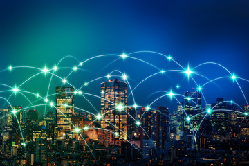Poster - wireless communication network concept. iot(internet of things). ict(information communication techn