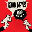 Megaphone Hand business concept Good News versus Bad News