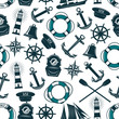 Vector nautical marine heraldic seamless pattern