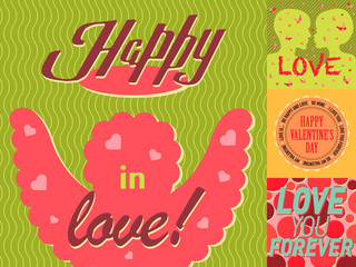 Sticker - Valentine day vector cards design template vintage lovers lettering background abstract beautiful shiny frame layout invitation