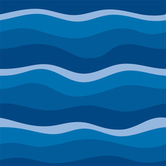 Wall Mural - Water Wave abstract design. Marine seamless pattern with stylized blue waves on a light background