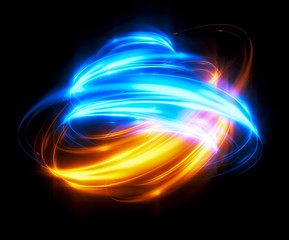 Wall Mural - Glow swirl light effect. Circular lens flare. Abstract rotational lines. Power energy .element. Luminous sci-fi. Shining neon lights cosmic abstract frame. Magic round frame. Swirl trail effect