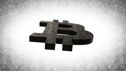 Aufkleber - looped animation of rotating bitcoin symbol. the bitcoin sign is made of black material. motion design, loop video