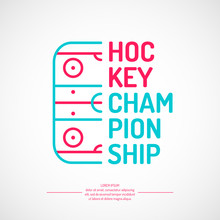Modern Poster Ice Hockey Championship With The Puck On The Ice. Vector Illustration.