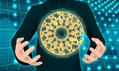 Wall Mural - Man holding astrological symbols in hands. Decorative ornanet. 3D rendering
