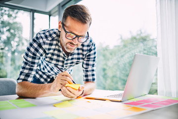 Wall Mural - Designer working from home office taking notes