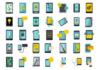 Poster - Smartphone icon set, flat style