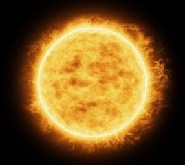 Bright and hot orange sun