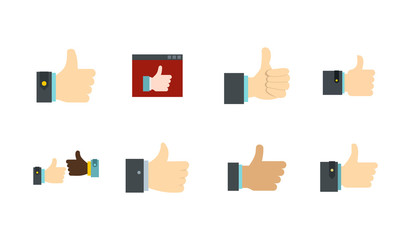 Poster - Thumb up icon set, flat style