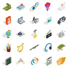 Poster - Applying icons set, isometric style